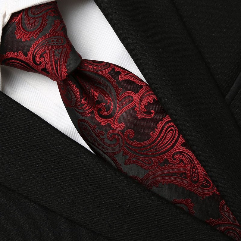 KissTies 4PCS Ties For Men Warm Colors Paisley Neckties + 1 Gift Box - Image 2